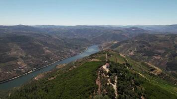 vôo sobre lindo natureza panorama dentro douro vale região Portugal video