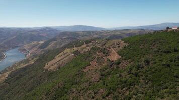 Flying Over Beautiful Nature Landscape in Douro Valley Region Portugal video