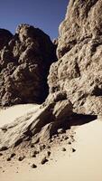 Giant Rock Formation Amid Desert video