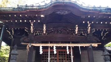 de madera Adoración salón mimeguri santuario,mimeguri santuario es un santuario situado en mukojima, sumida pabellón, tokio, Japón. foto