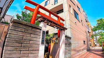 Shrines Osan Inari and Furuki Benzaiten in Botan, Koto Ward, Tokyo, Japan Inari Shrine is dedicated to a poor woman who is the basis of a Rakugo ghost story. photo