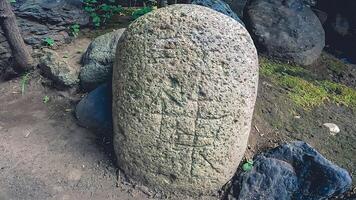 Chikaraishi is a large stone used for testing strength. In Japan, testing of strength using chikaraishi was popular as a form of training and entertainment. photo