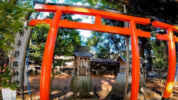 Hiratsuka Shrine, a shrine in Kaminakazato, Kita-ku, Tokyo, Japan. It has been enshrining Hachiman Taro Minamoto no Yoshiie, a hero of the late Heian period, and his two younger brothers since 1118. photo