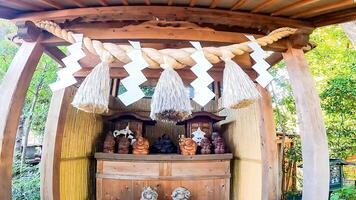 Daikoku-sama, a small shrine at Tanashi Shrine, a shrine in Nishi-Tokyo City, Tokyo, Japan. Based on the Five Elements philosophy, five dragon deities are enshrined within the shrine grounds photo