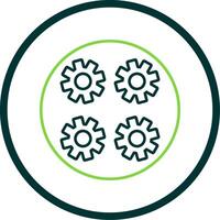 Gears Line Circle Icon vector