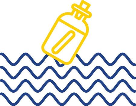Message In A Bottle Line Two Color Icon vector