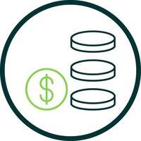 Coin Stack Line Circle Icon vector