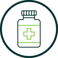 Medicine Bottle Line Circle Icon vector