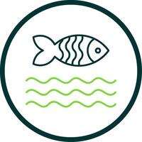 Fish Line Circle Icon vector