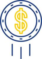 Dollar Coin Line Two Color Icon vector