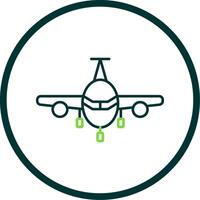 Airplane Line Circle Icon vector