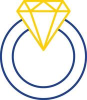 línea de anillo de diamantes icono de dos colores vector