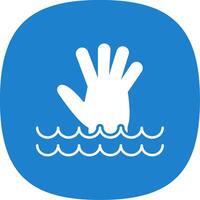 Drowning Glyph Curve Icon vector