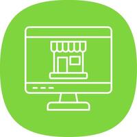 Online Shopping Line Curve Icon vector