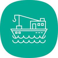 Fishing Boat Line Curve Icon vector