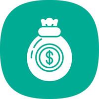 Money Bag Glyph Curve Icon vector