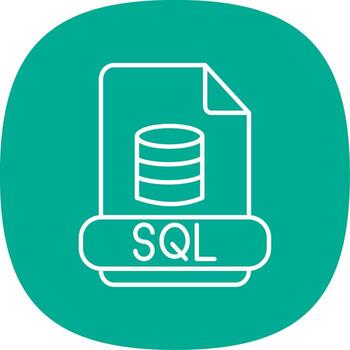 sql línea curva icono vector