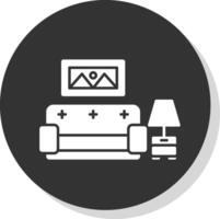 Living Room Glyph Grey Circle Icon vector