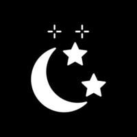 Luna y estrella glifo invertido icono vector