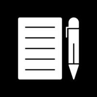 Pen And Paper Glyph Inverted Icon vector