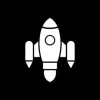 Space Ship Launch Glyph Inverted Icon vector