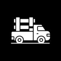 Pickup Truck Glyph Inverted Icon vector