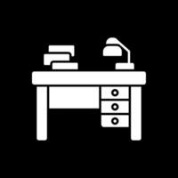 escritorio glifo invertido icono vector