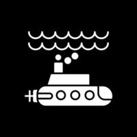 Submarine Glyph Inverted Icon vector