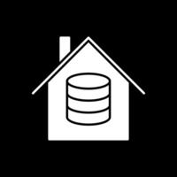 datos casa glifo invertido icono vector