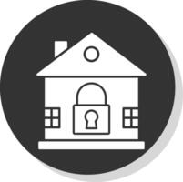 House Lock Glyph Grey Circle Icon vector