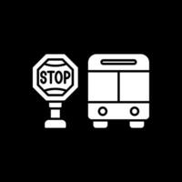 Bus Stop Glyph Inverted Icon vector