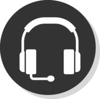 Headphones Glyph Grey Circle Icon vector