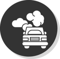 coche contaminación glifo gris circulo icono vector