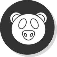 panda glifo gris circulo icono vector