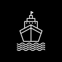 icono de línea de barco invertido vector