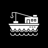 Fishing Boat Glyph Inverted Icon vector