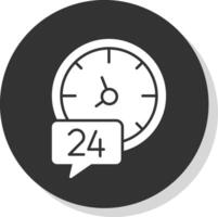 24 Hours Glyph Grey Circle Icon vector