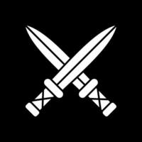 Two Swords Glyph Inverted Icon vector