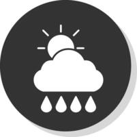 mañana, lluvia glifo gris circulo icono vector