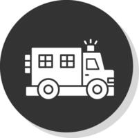 Police Van Glyph Grey Circle Icon vector