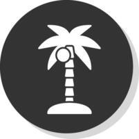 Coco árbol glifo gris circulo icono vector