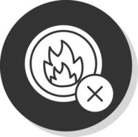 No Fire Glyph Grey Circle Icon vector