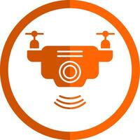 Drone Glyph Orange Circle Icon vector