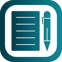 Pen And Paper Glyph Gradient Round Corner Icon vector