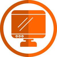 Monitor Glyph Orange Circle Icon vector