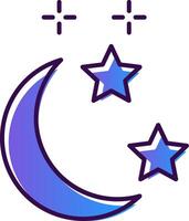 Moon and Star Gradient Filled Icon vector