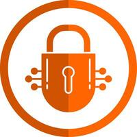 Lock Glyph Orange Circle Icon vector