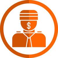 Bribe Glyph Orange Circle Icon vector