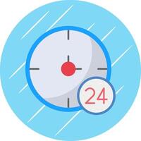 24 horas plano azul circulo icono vector