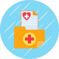 médico carpeta plano azul circulo icono vector